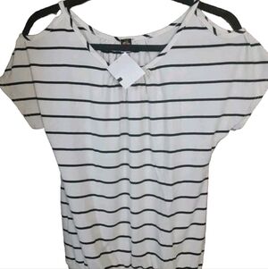 POOF Striped Cold Shoulder Top Womans Size S NWT